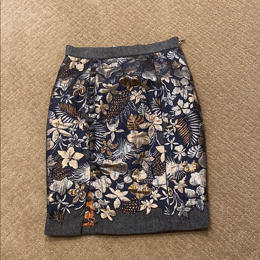 HEMANT & NANDITA Gray Embellished Pencil Skirt Knee-length